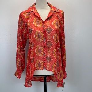 ⭐️NWT Ivy Jane sheer floral hi low long sleeve top